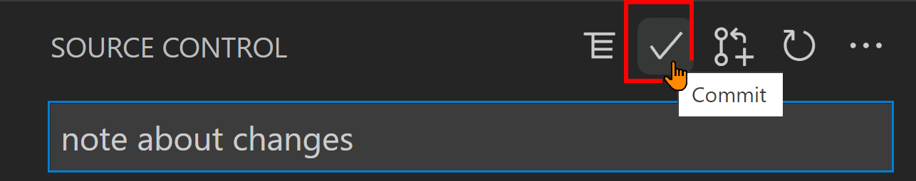 commit changes buttons in VSC